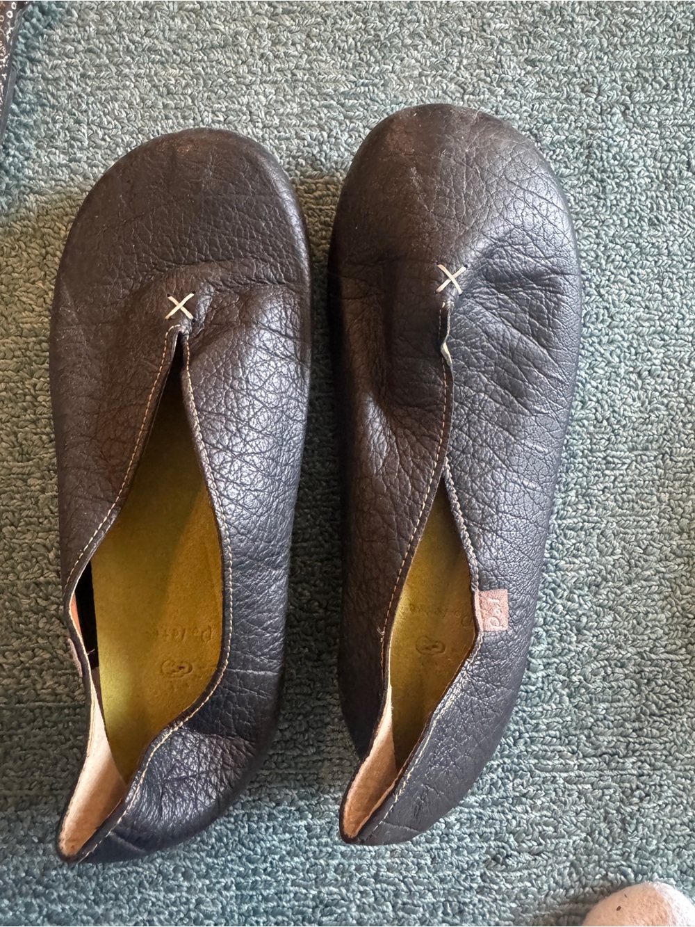 Women's Black Textured Leather Slip-On Flats